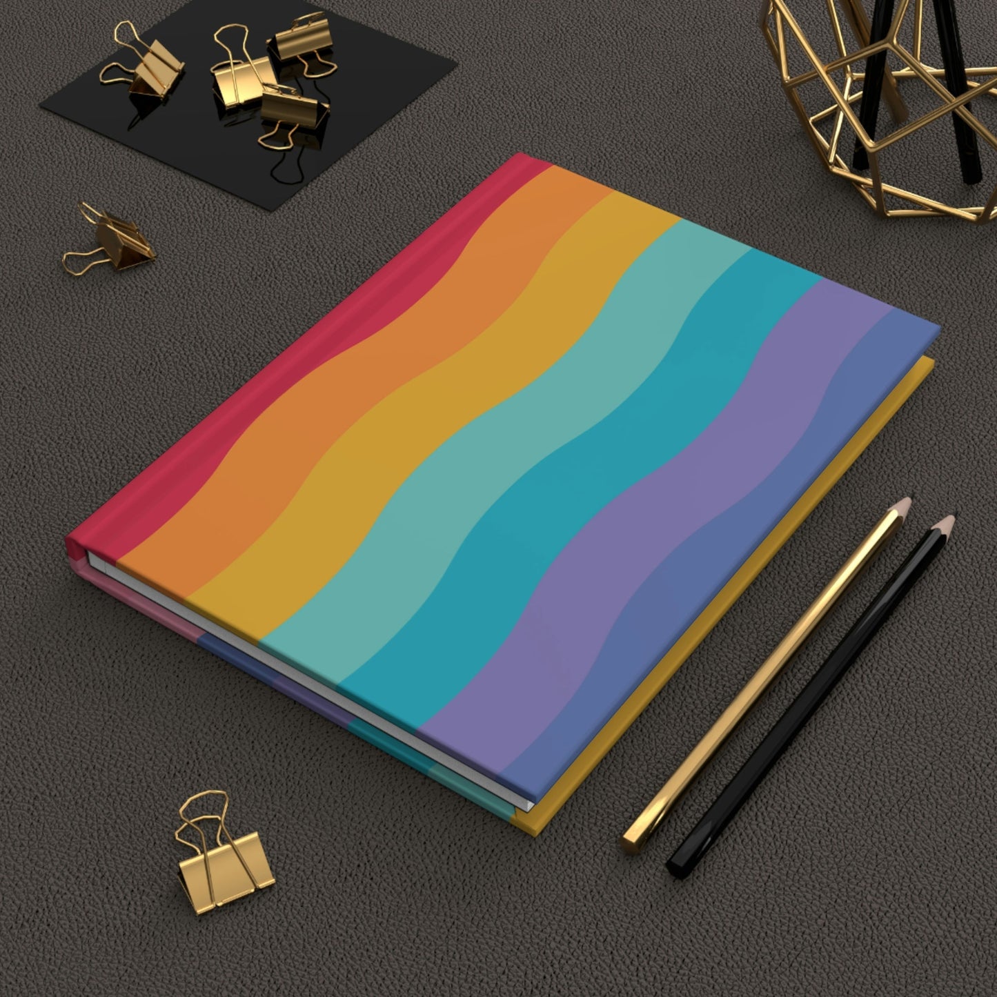 Rainbow Waves Hardcover Matte Journal Paper products Pink Sweetheart