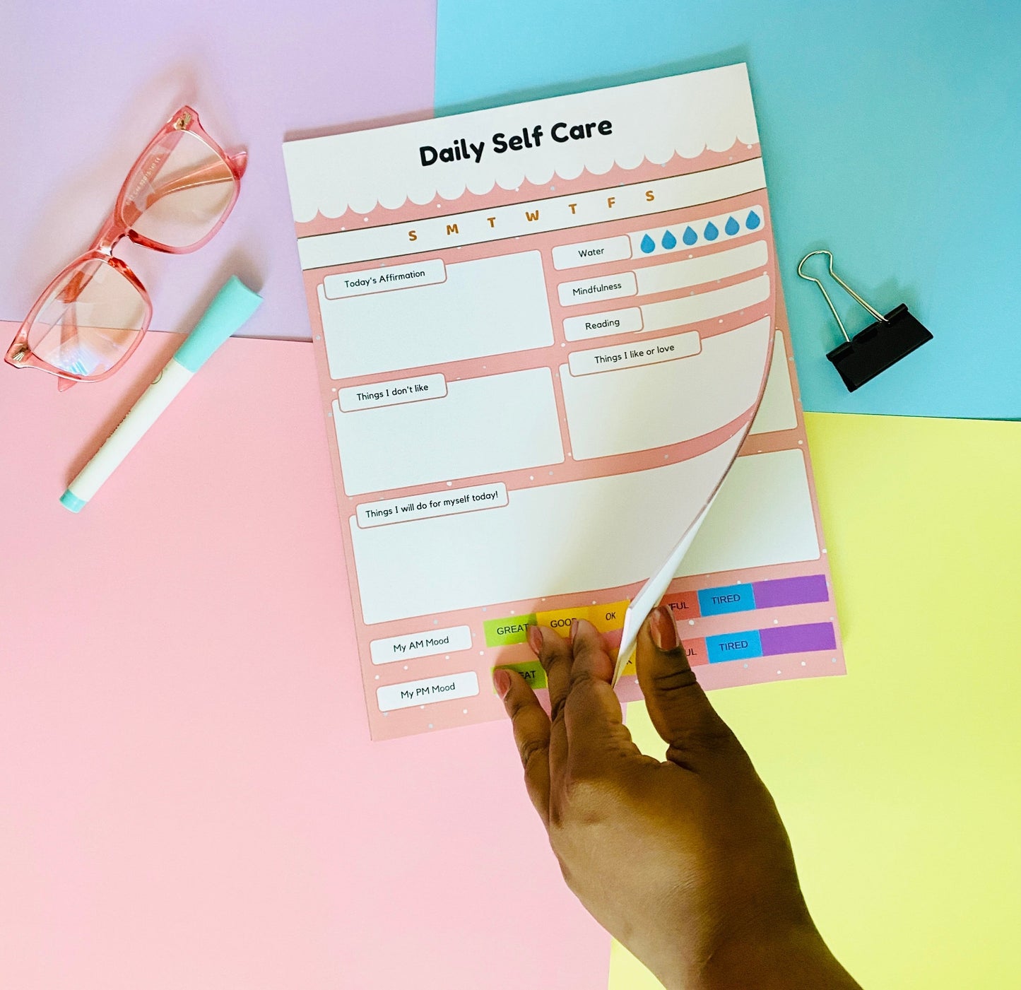 Self Care Pastel Jumbo Stationery Notepad Calendars, Organizers & Planners Pink Sweetheart