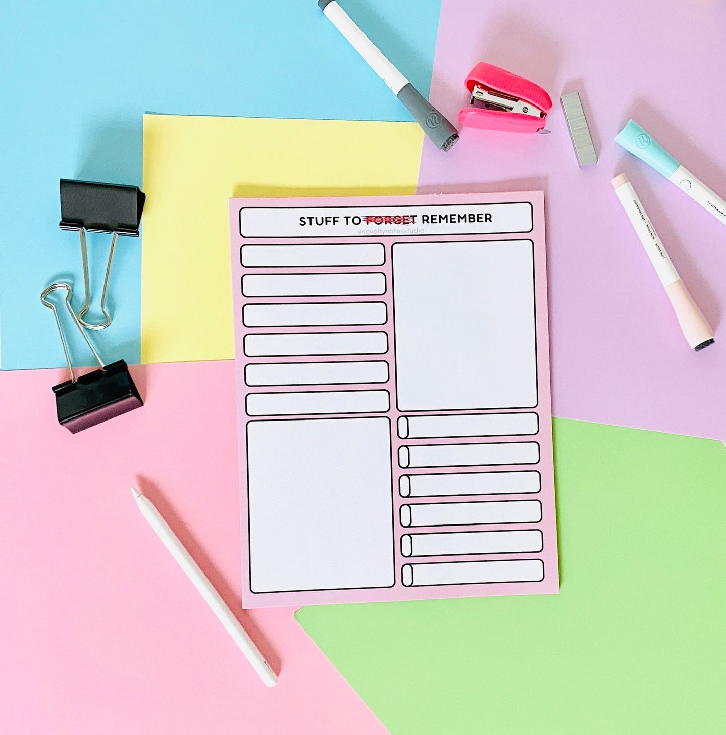 Stuff to Remember Pastel Stationery Notepad Notebooks & Notepads Pink Sweetheart