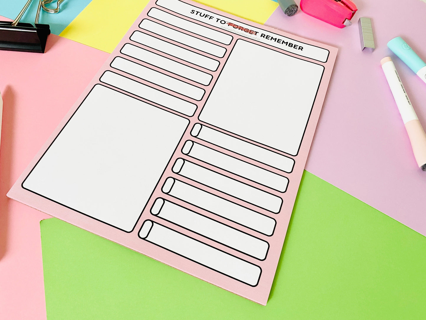 Stuff to Remember Pastel Stationery Notepad Notebooks & Notepads Pink Sweetheart