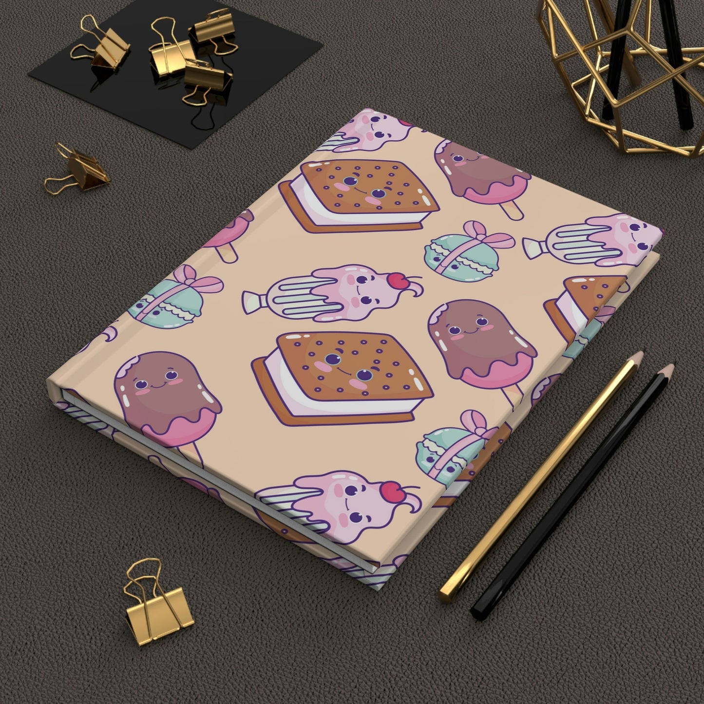 Sweet Kawaii Treats Hardcover Matte Journal Paper products Pink Sweetheart