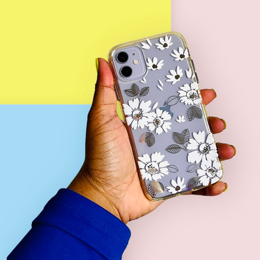 White & Gold Flowers iPhone 11 Phone Case PREOWNED Pink Sweetheart