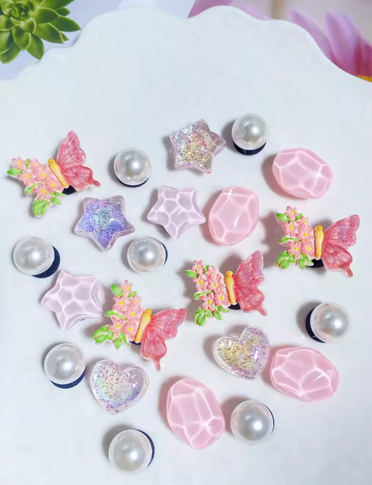 Blushing Butterfly Blossom Clog Charms Set