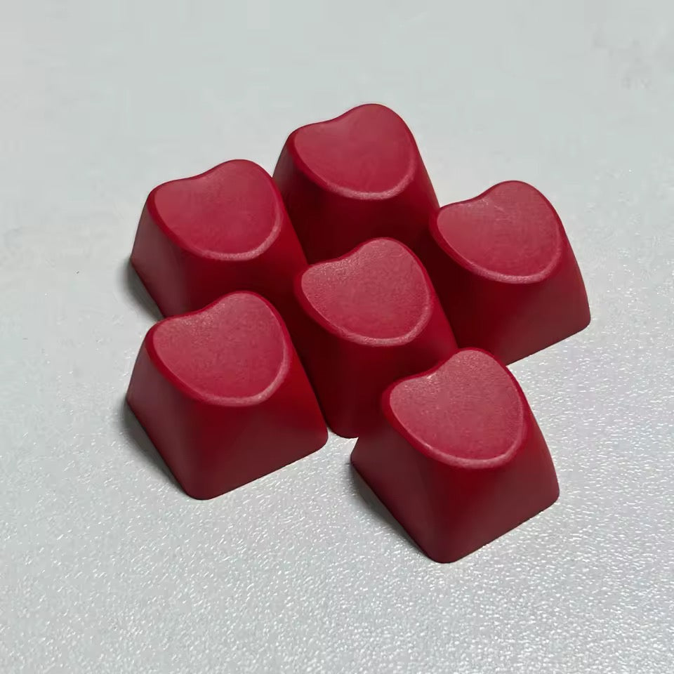 Solid Heart Decorative Accent Keycaps 6pc Set