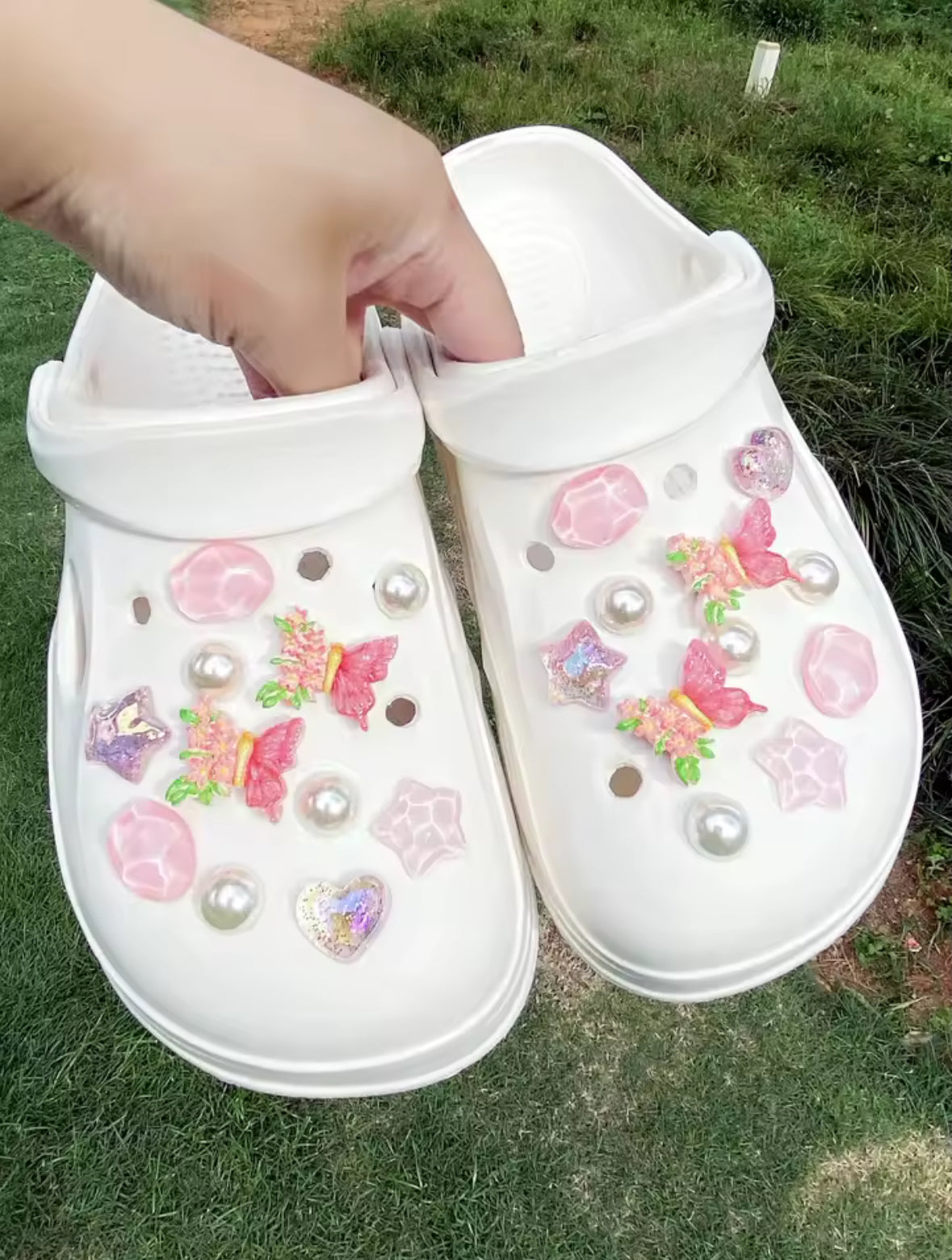 Blushing Butterfly Blossom Clog Charms Set