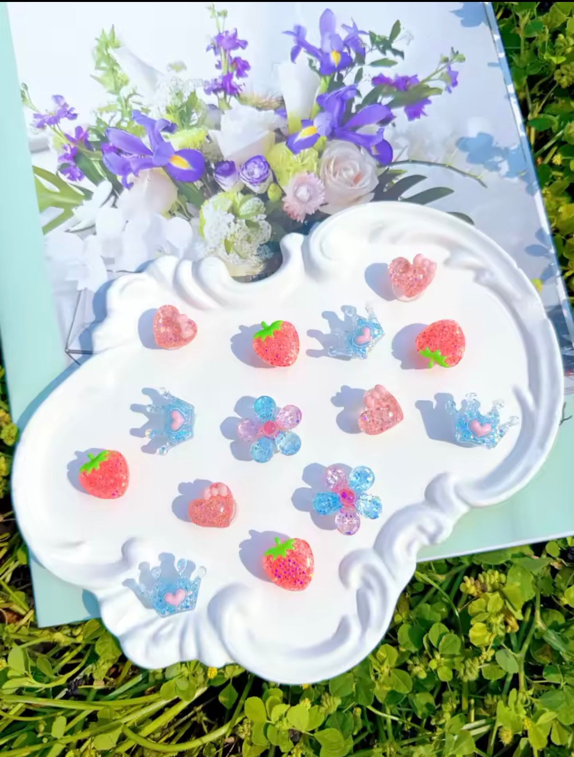 Floral Berry Pearl Clog Charms Set