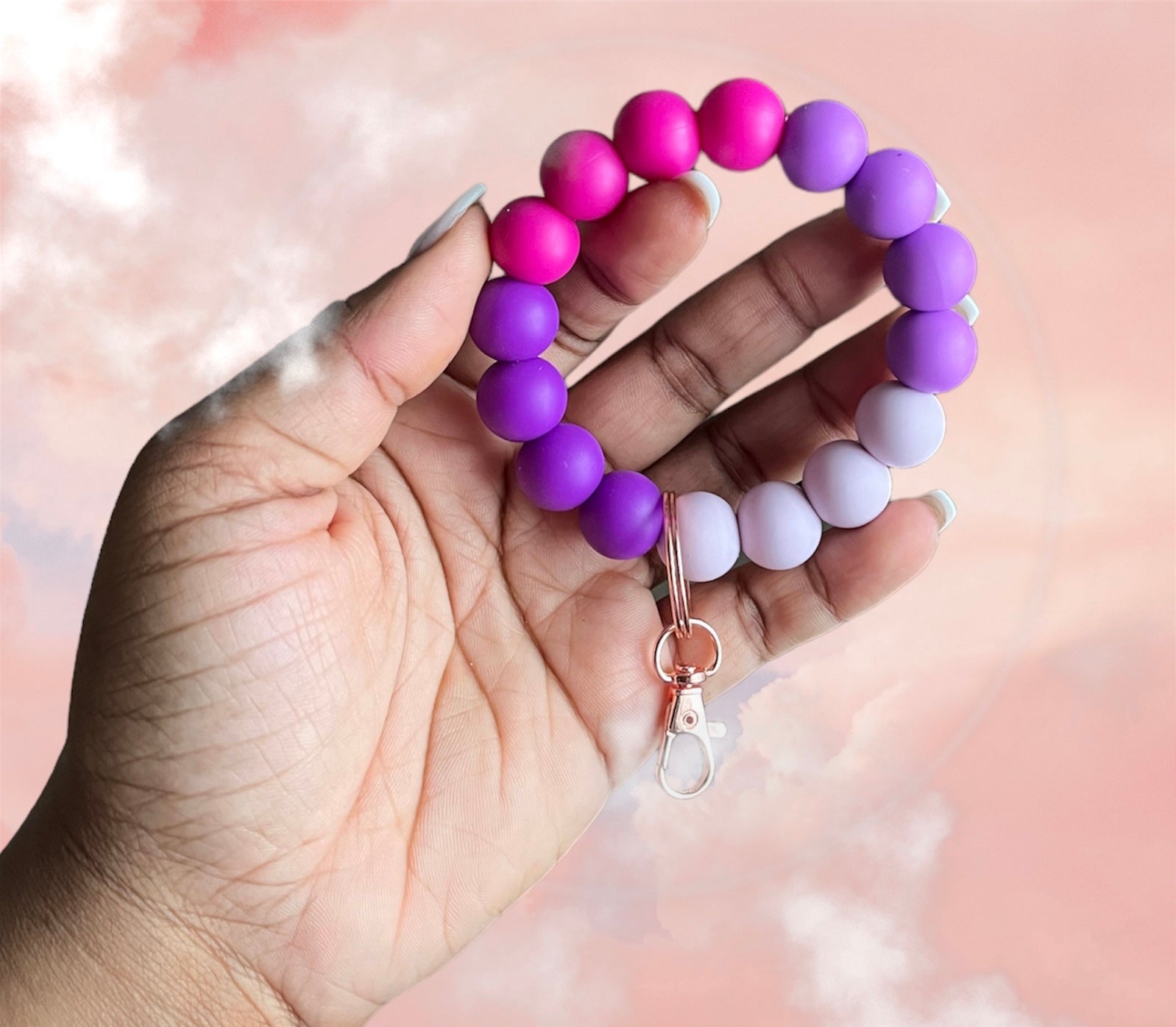Monochromatic Chunky Silicone Wristlet Keychain 1pc