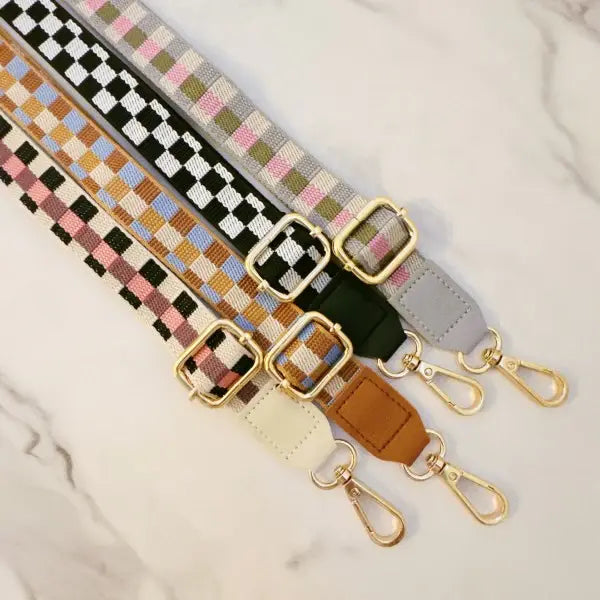 Checkered Crossbody Phone Lanyard - Pink Sweetheart