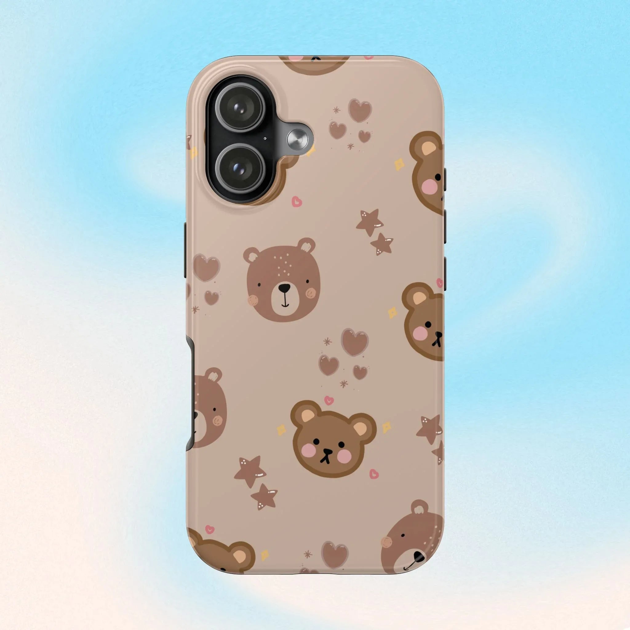 Boho Brown Bear Phone Case (Apple & Android) - Pink Sweetheart