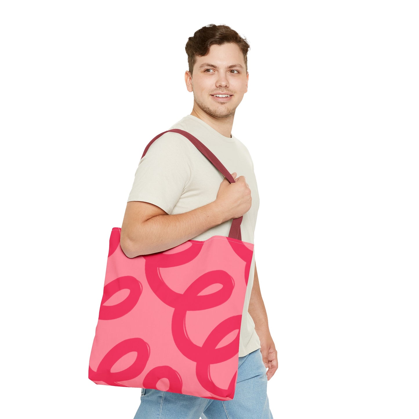 Red Spiral Loops Tote Bag