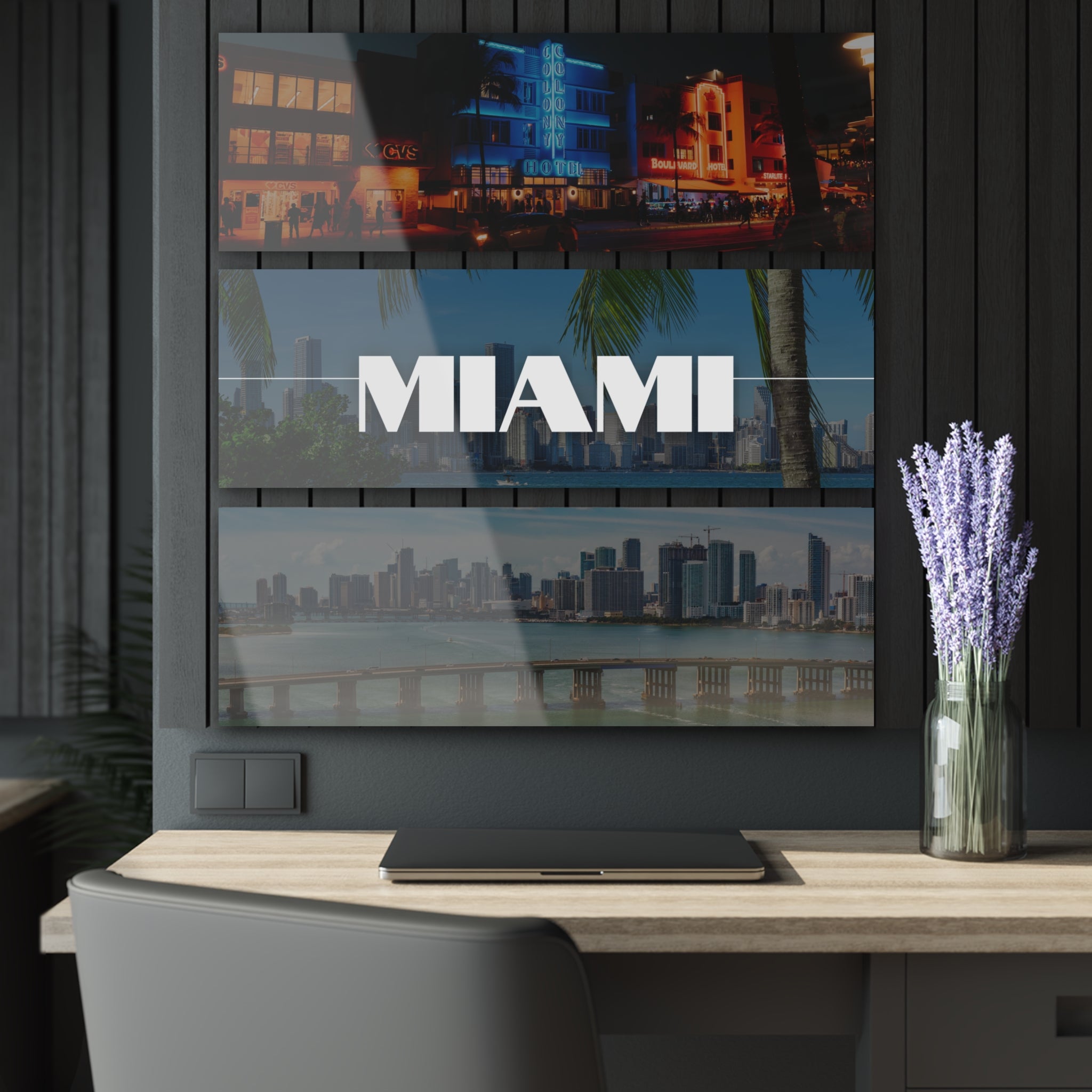 Miami Skyline Acrylic Prints (Triptych)