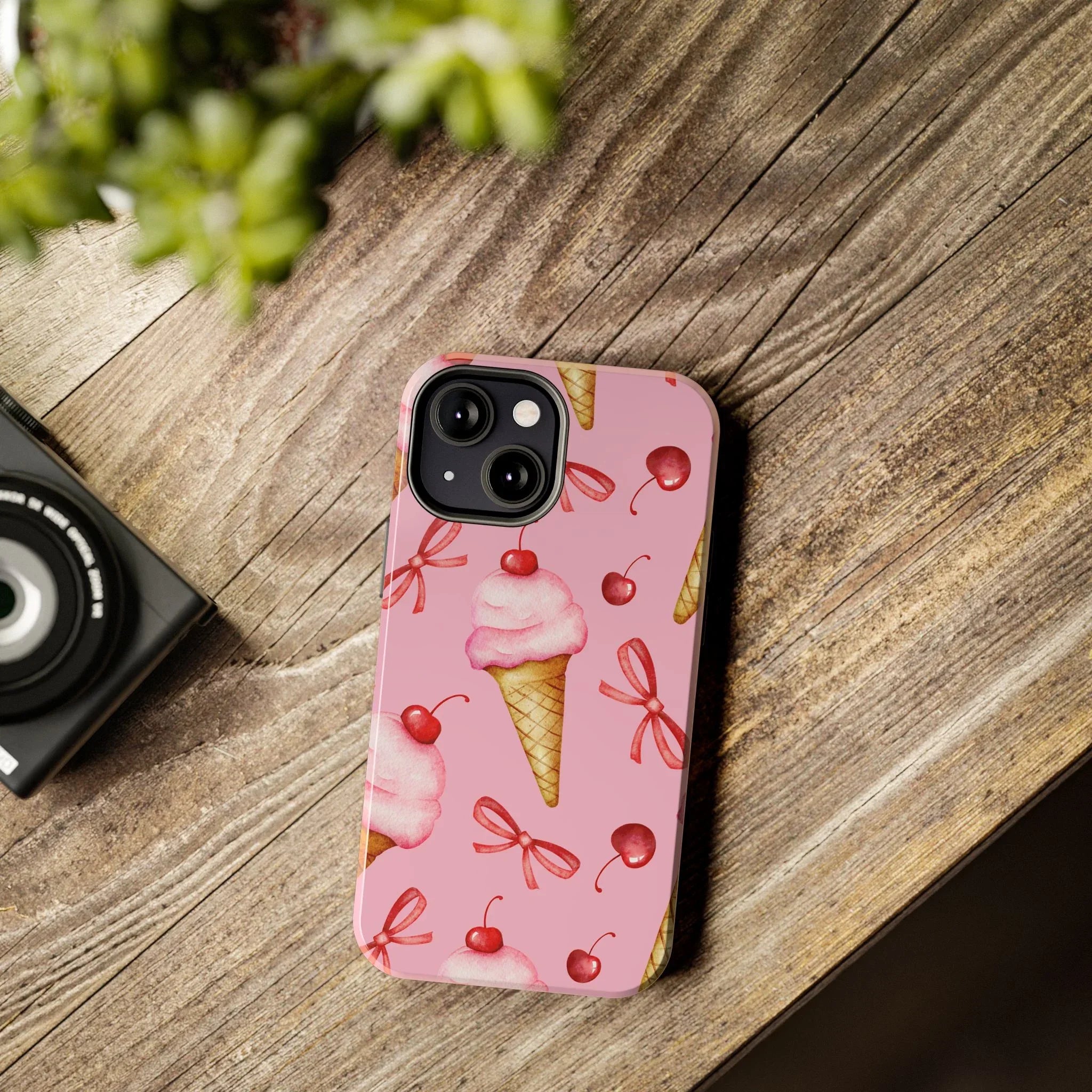 Cherry on Top Ice Cream Phone Case (Apple & Android) - Pink Sweetheart