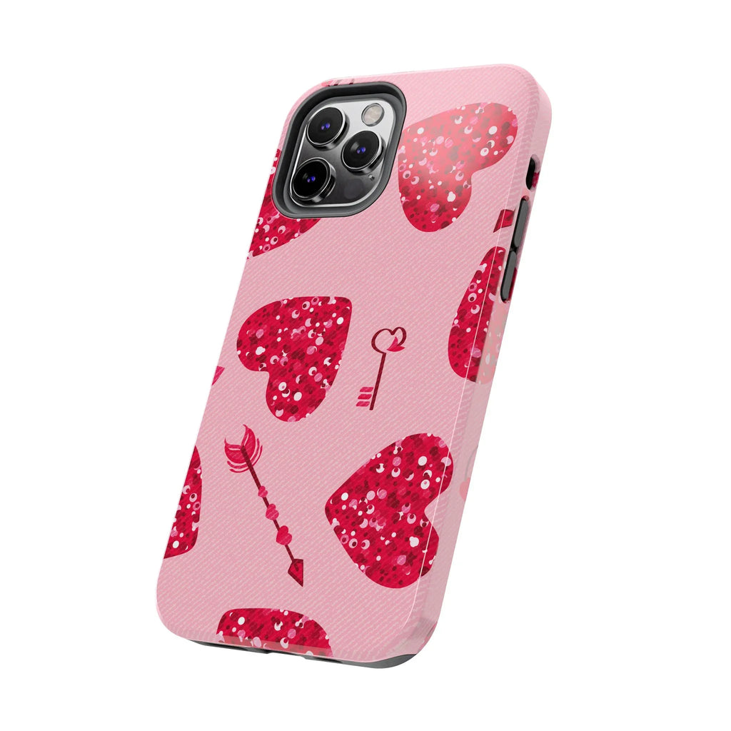 Sparkling Red Hearts Phone Case (Apple & Android) - Pink Sweetheart