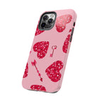 Sparkling Red Hearts Phone Case (Apple & Android) - Pink Sweetheart