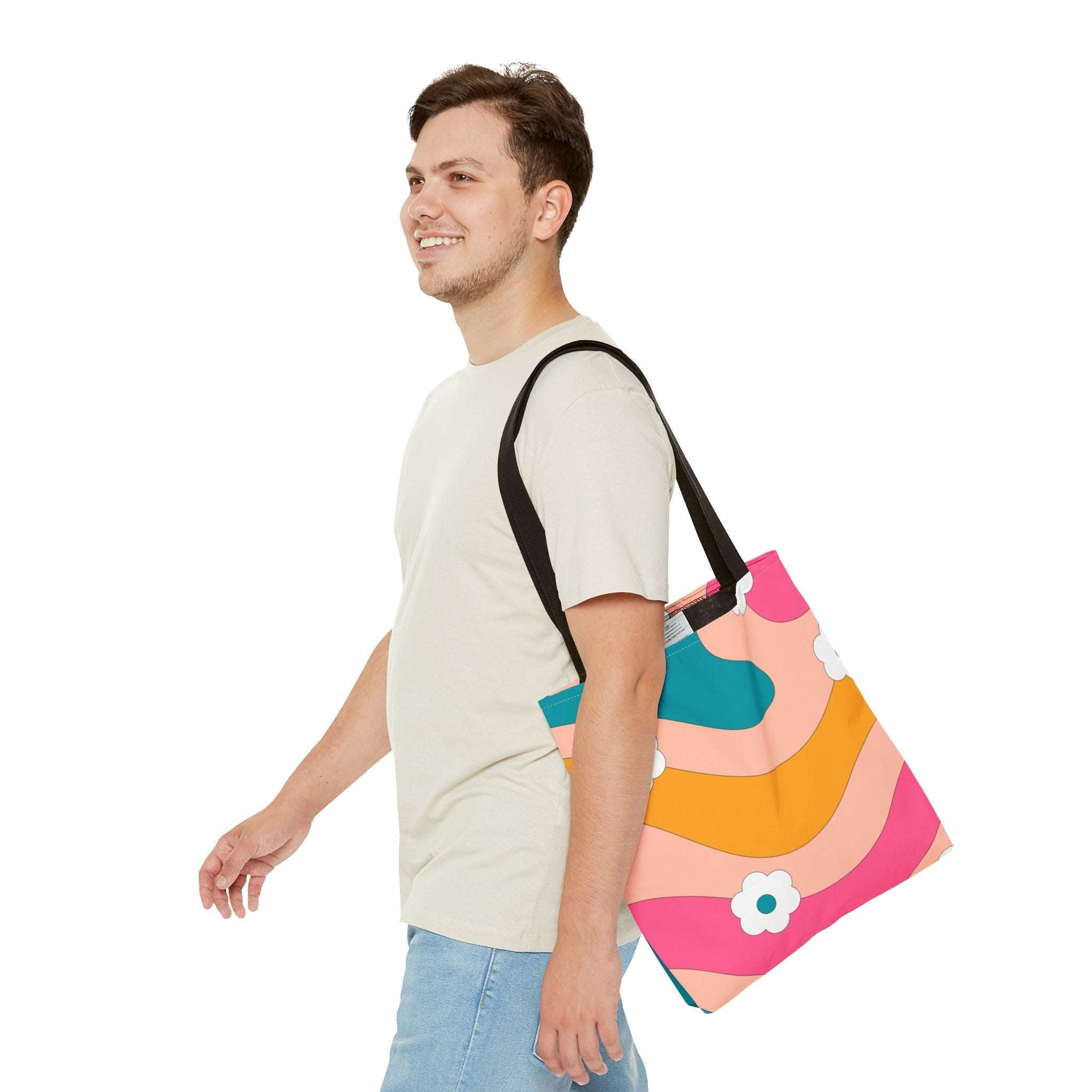 70s Floral Retro Aesthetic Tote Bag