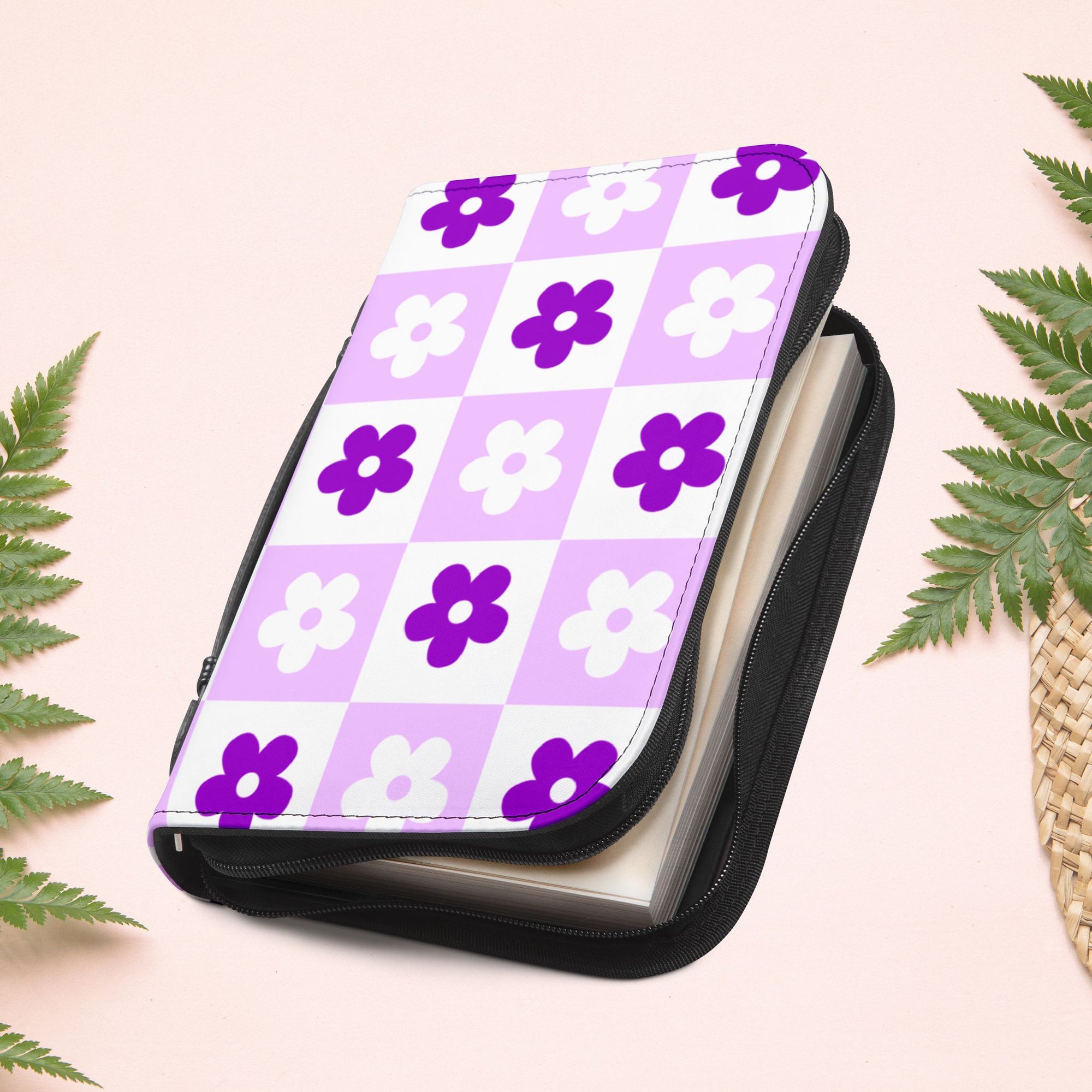 Checkered Orchid Floral Book Cover