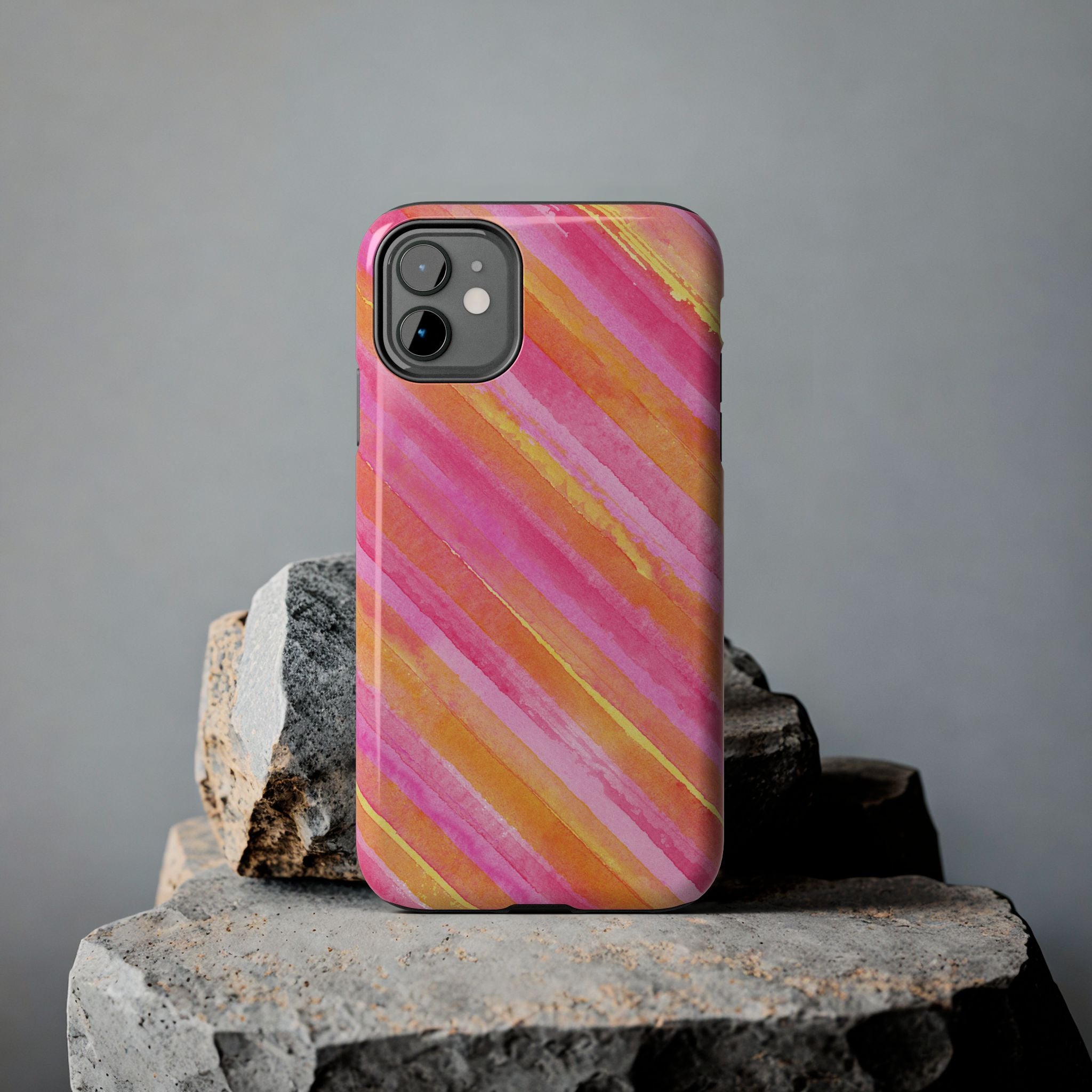 Pink Lemon Stripes Phone Case (Apple & Android)