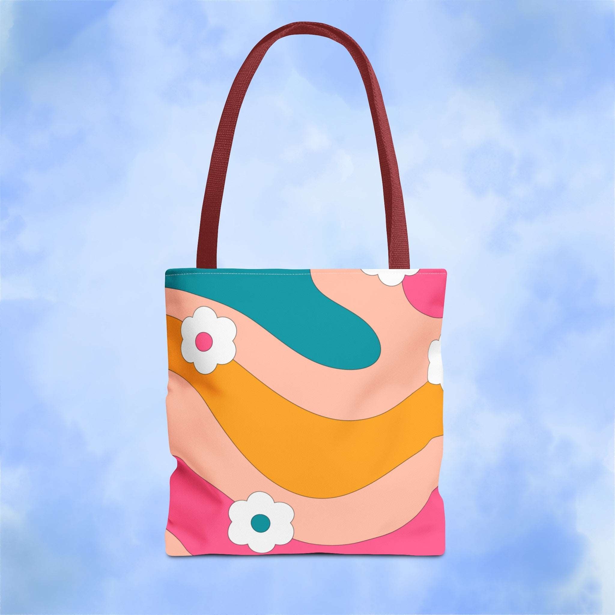 70s Floral Retro Aesthetic Tote Bag
