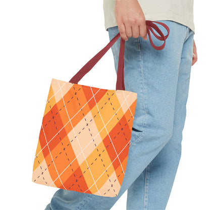 Orange Argyle Halloween Tote Bag