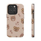 Boho Brown Bear Phone Case (Apple & Android) - Pink Sweetheart