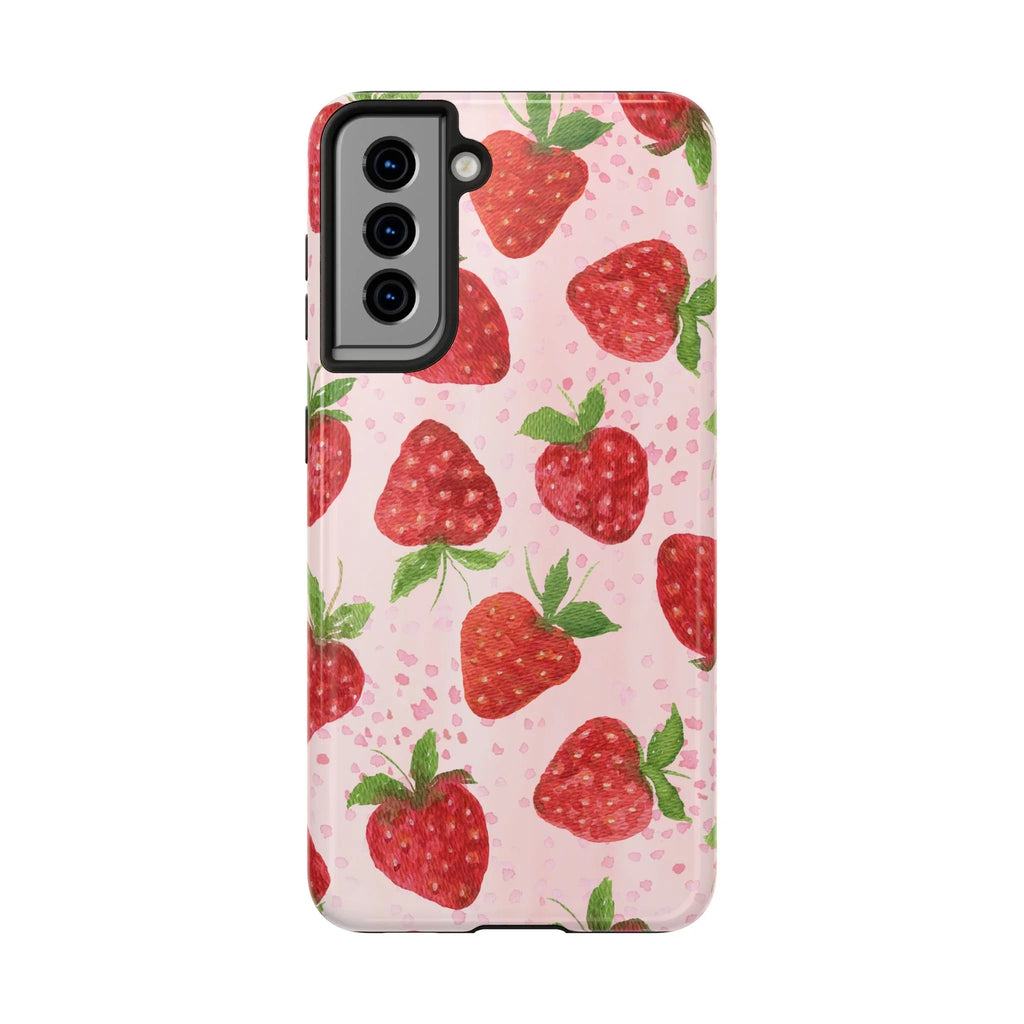 Cute Strawberries Phone Case (Apple & Android) - Pink Sweetheart
