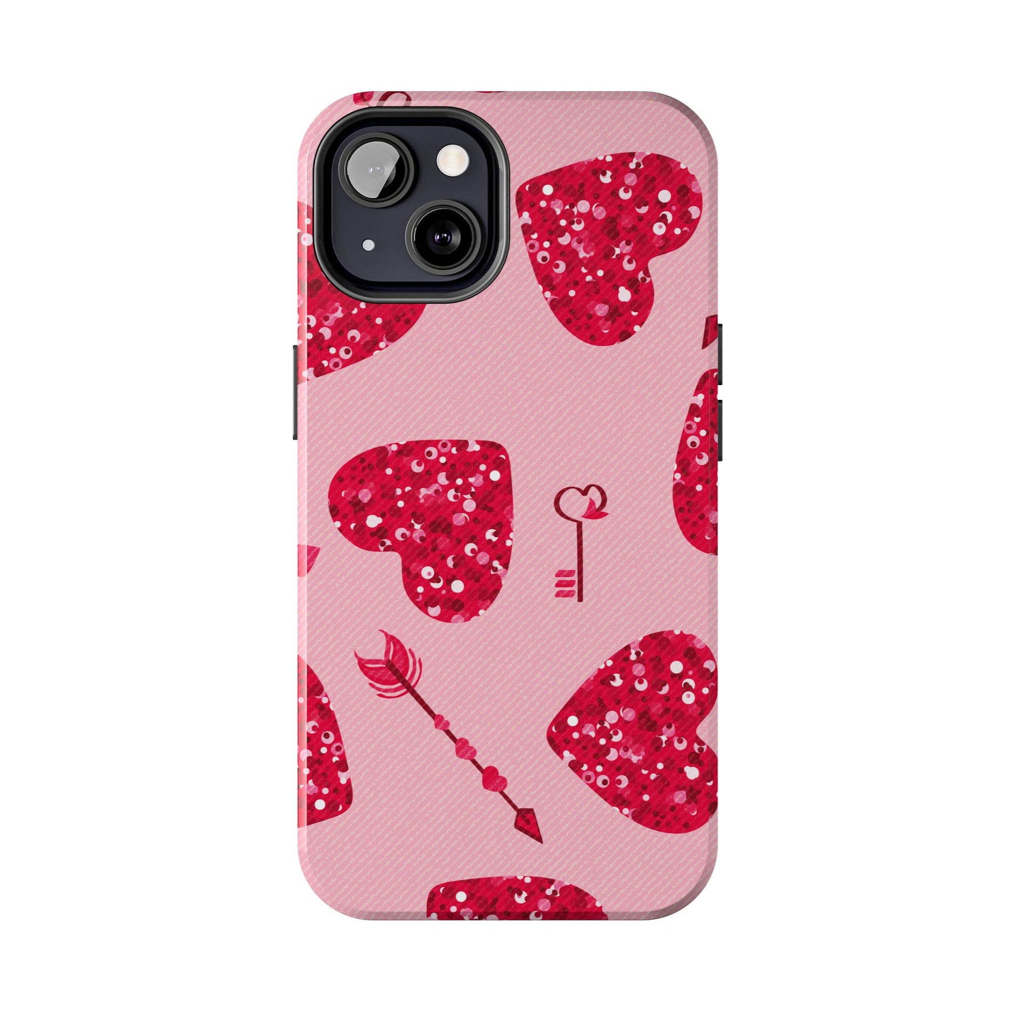 Sparkling Red Hearts Phone Case (Apple & Android)