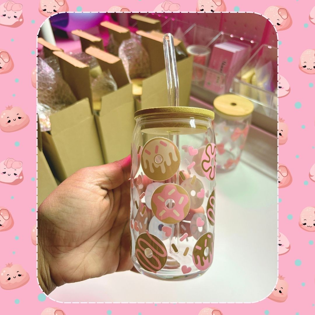 Cute Glass Cup with Bamboo Lid