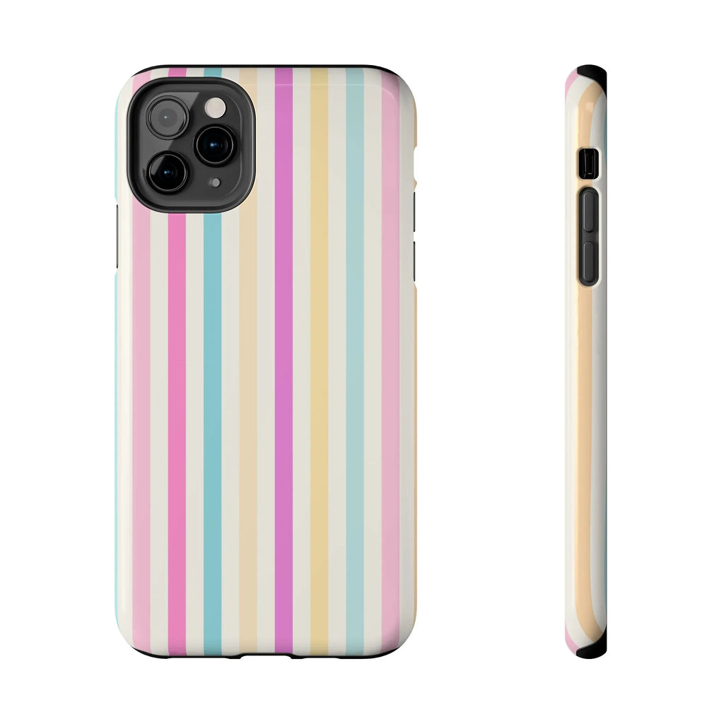 Pastel Candy Stripes Phone Cases (Apple & Android) - Pink Sweetheart