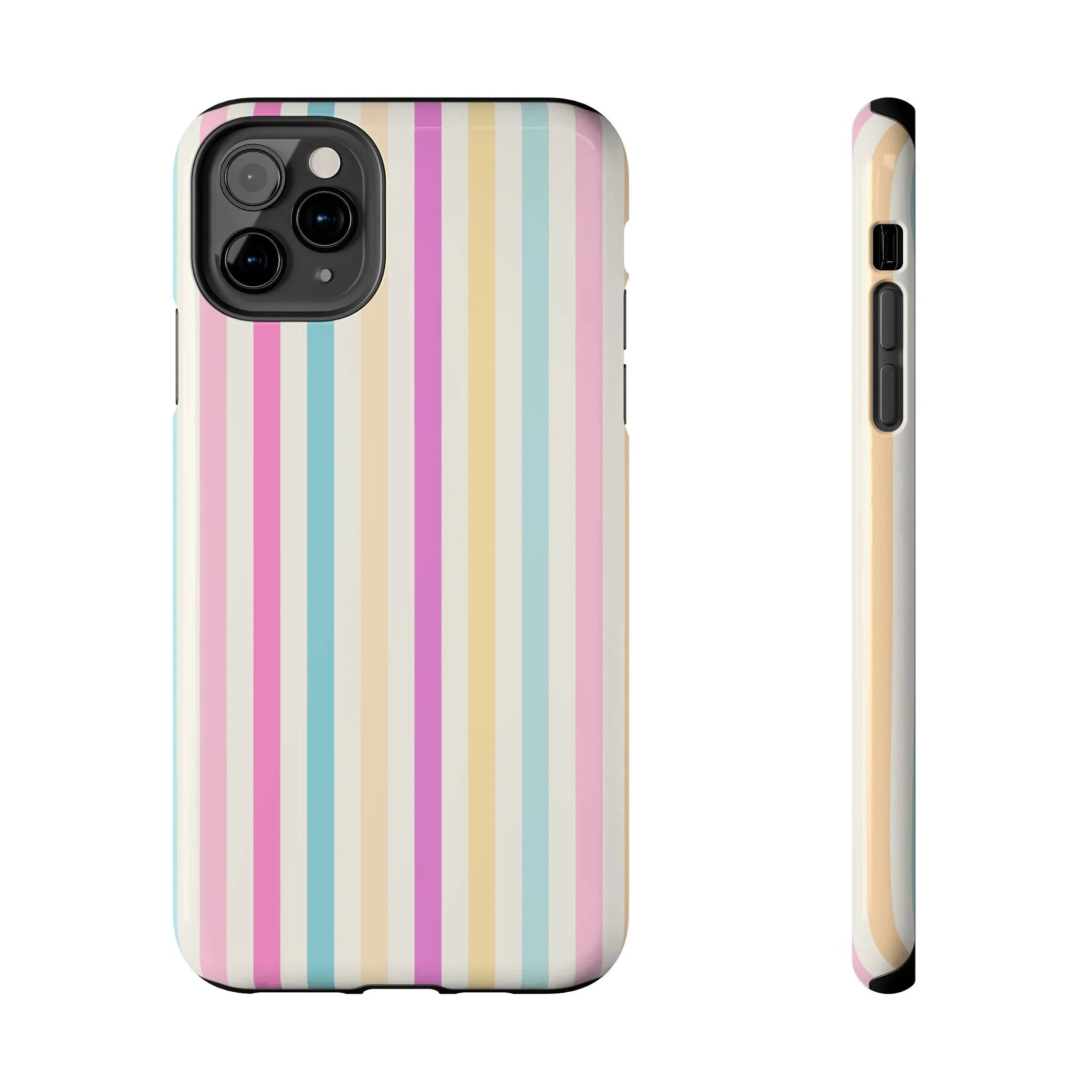 Pastel Candy Stripes Phone Cases (Apple & Android) - Pink Sweetheart