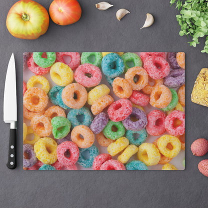 Fruity Cereal Loops Glass Cutting Board