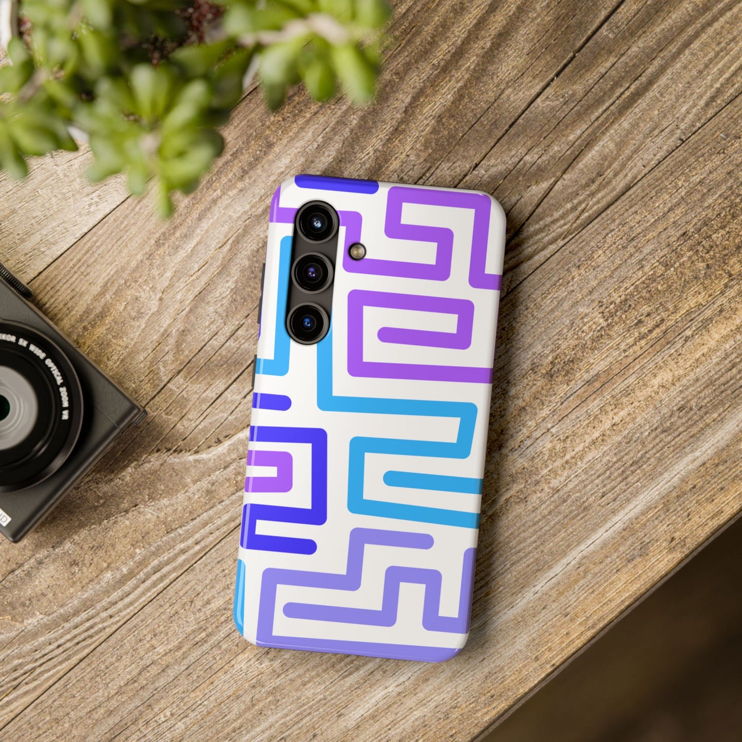 Abstract Neon Maze Phone Case