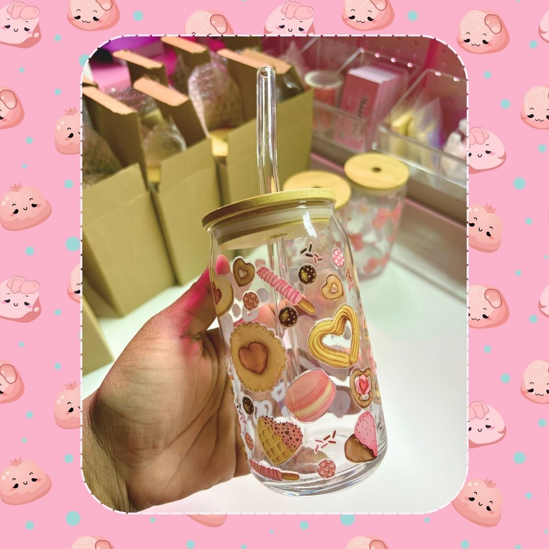 Cute Glass Cup with Bamboo Lid