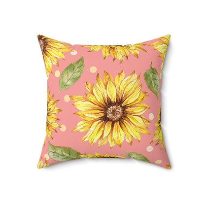 Pink & Sunflowers Square Pillow