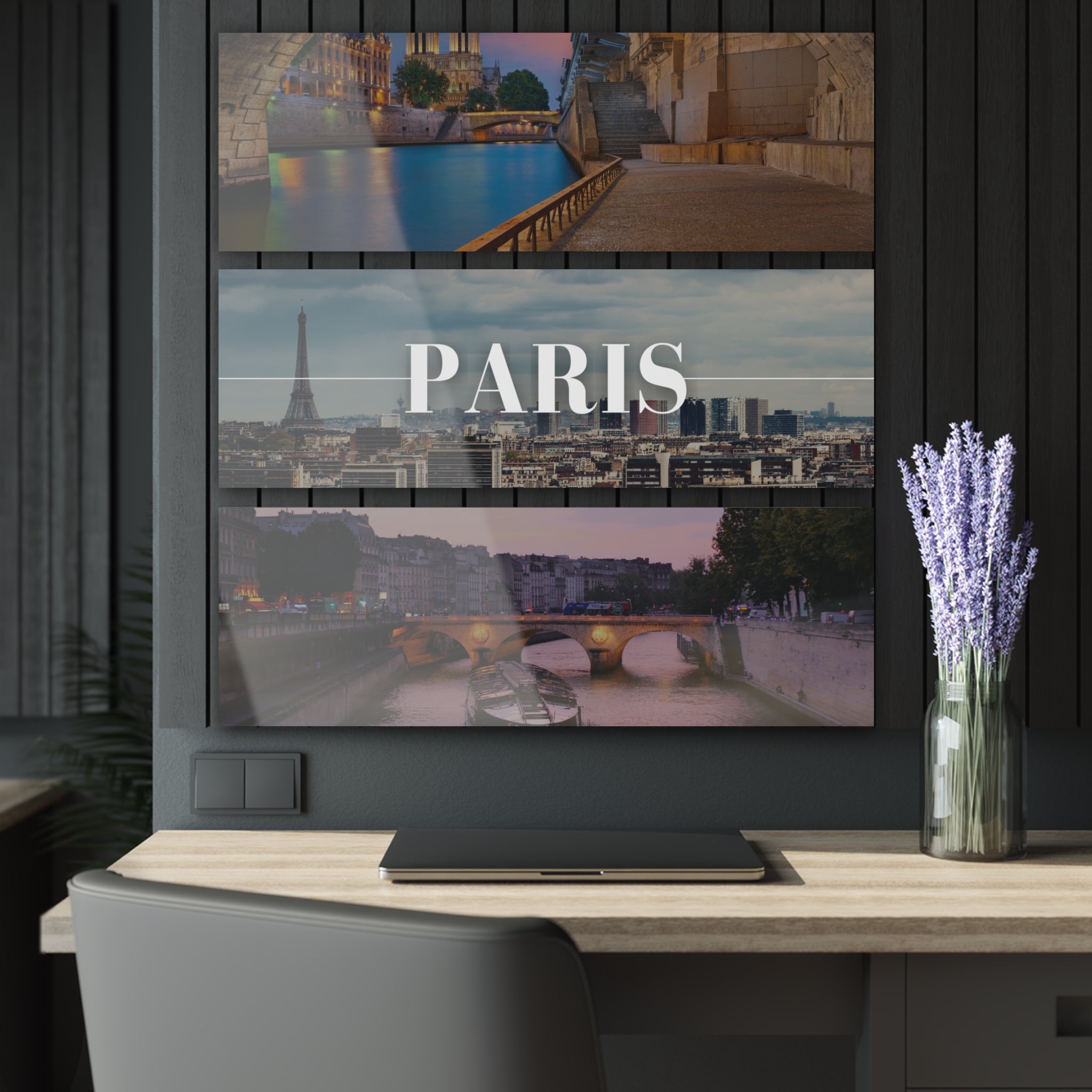 Paris Skyline Acrylic Prints (Triptych)