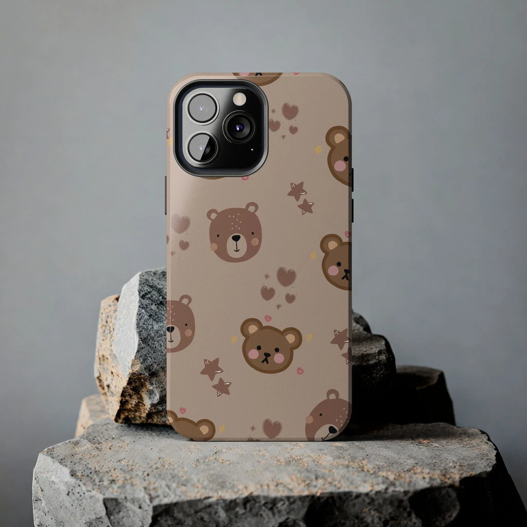 Boho Brown Bear Phone Case (Apple & Android) - Pink Sweetheart