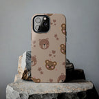 Boho Brown Bear Phone Case (Apple & Android) - Pink Sweetheart
