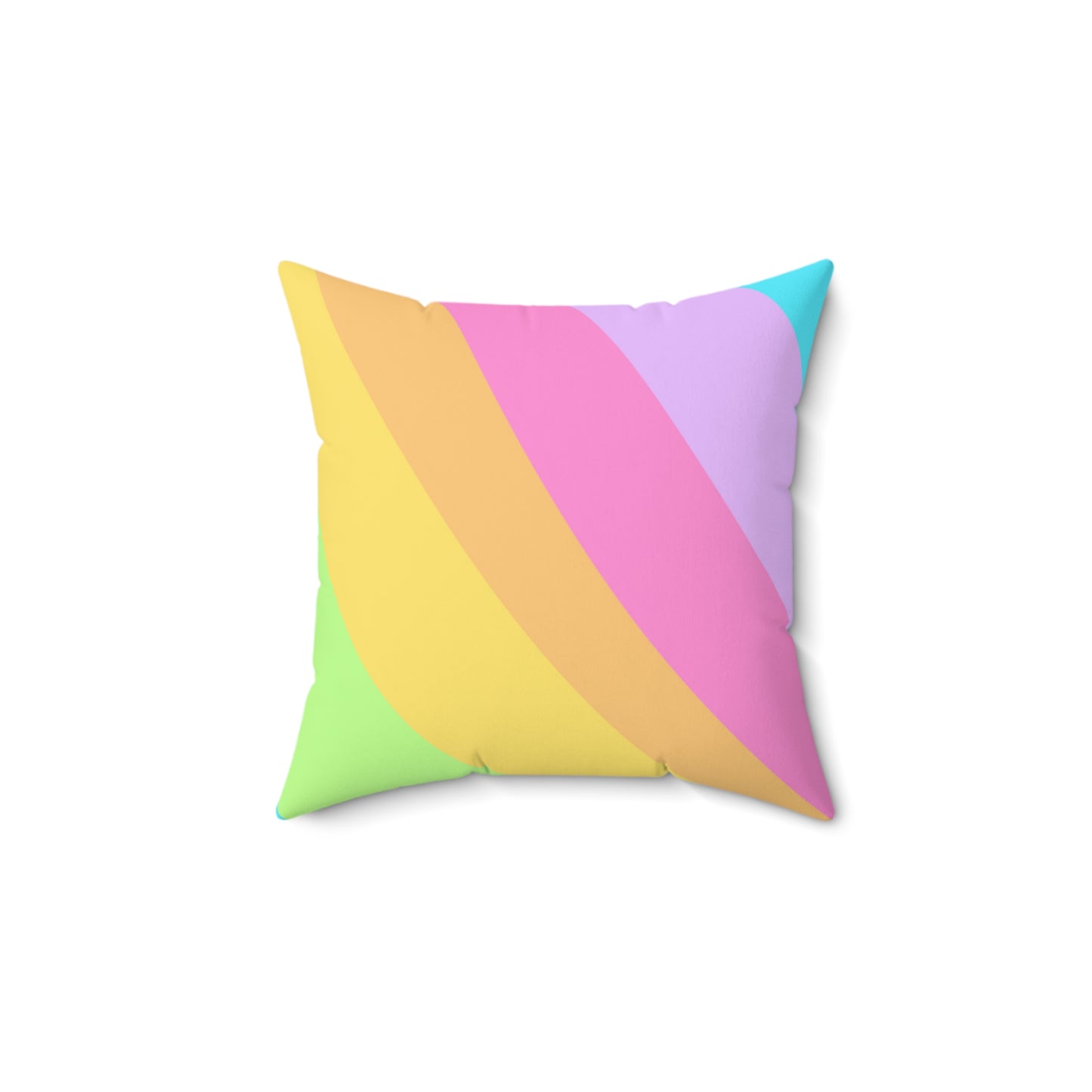Neon Rainbow Swirl Square Pillow