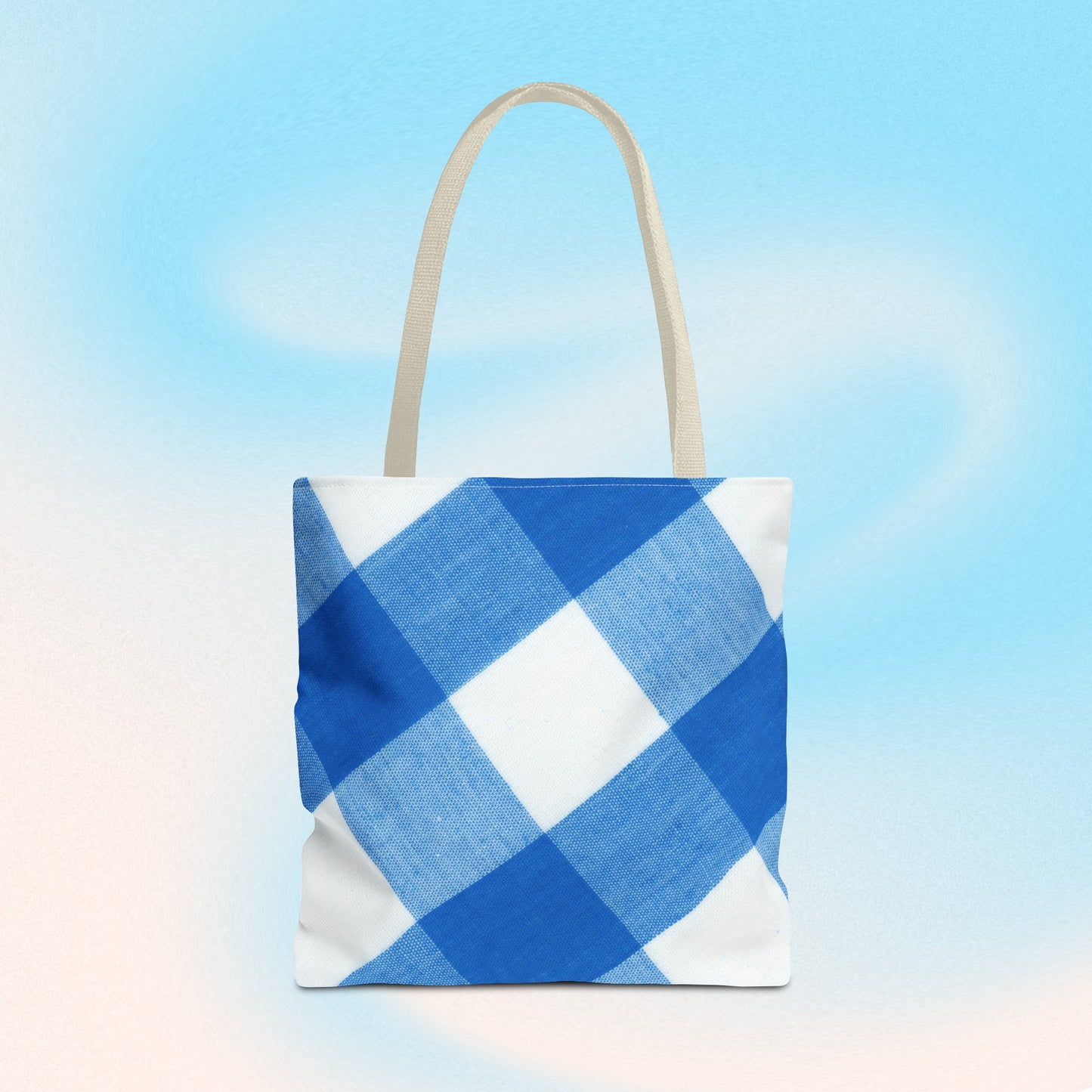 Chic Blue Gingham Tote Bag