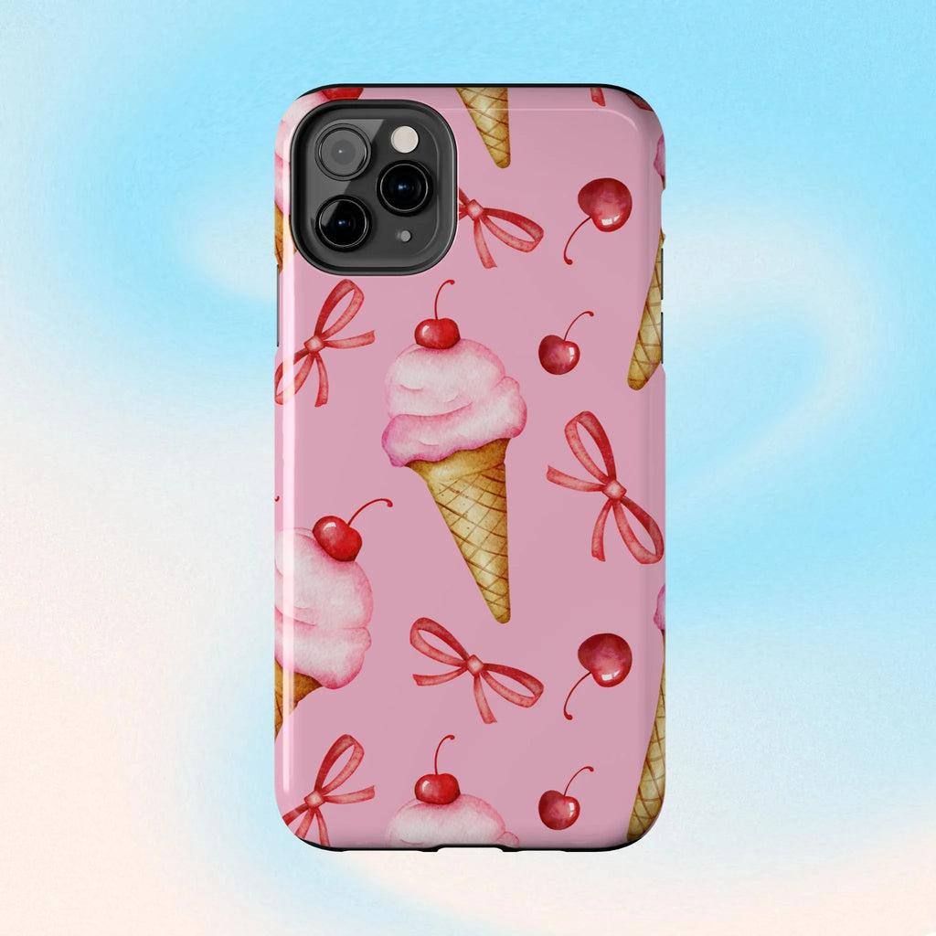 Cherry on Top Ice Cream Phone Case (Apple & Android) - Pink Sweetheart