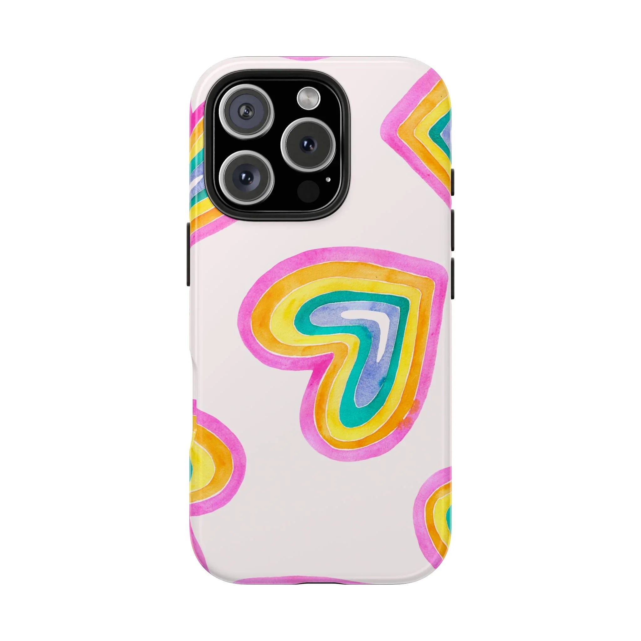 Rainbow Hearts Phone Case (Apple & Android) - Pink Sweetheart