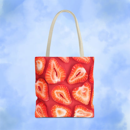 Sweet Sliced Strawberries Tote Bag