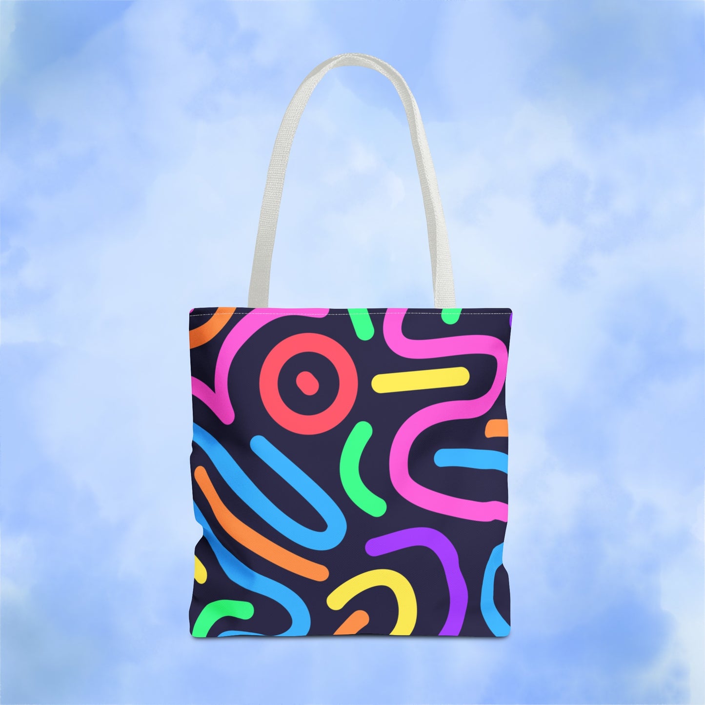 Neon Doodle Swirls Tote Bag