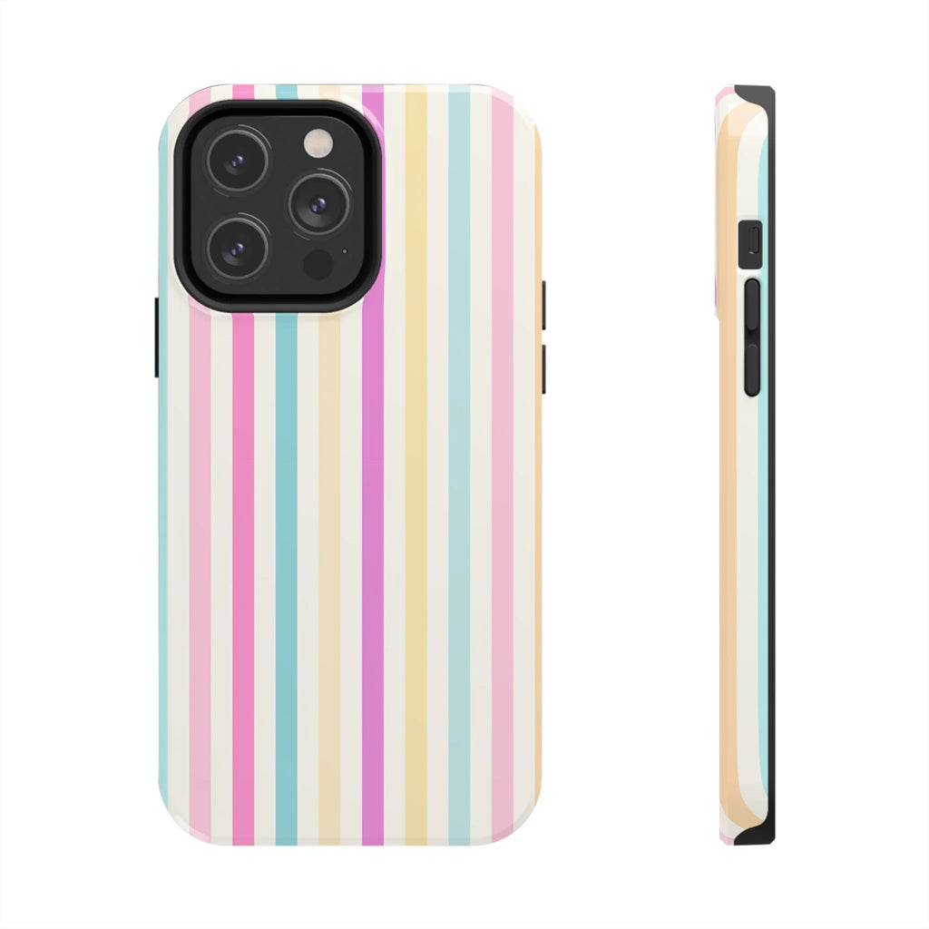 Pastel Candy Stripes Phone Cases (Apple & Android) - Pink Sweetheart