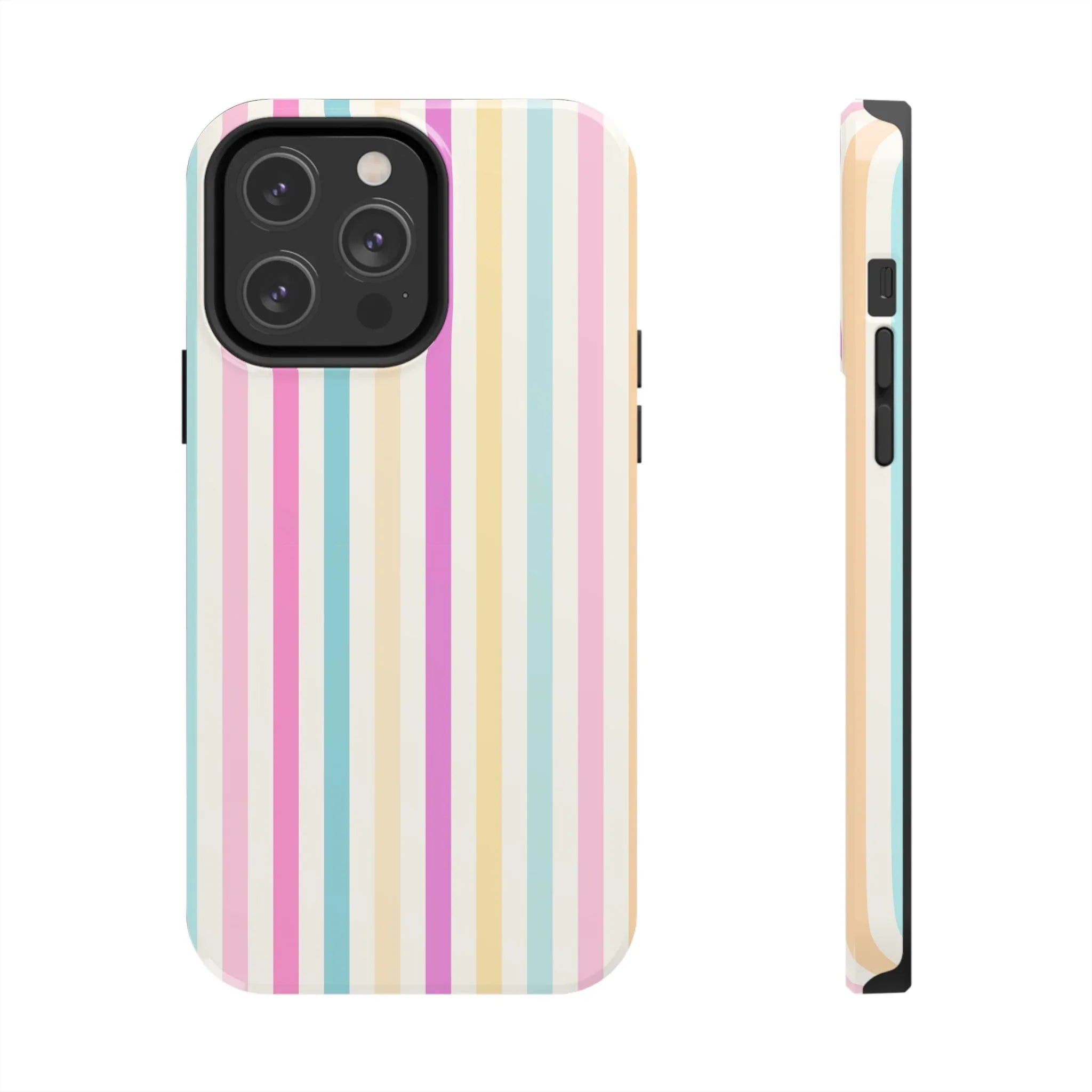 Pastel Candy Stripes Phone Cases (Apple & Android) - Pink Sweetheart