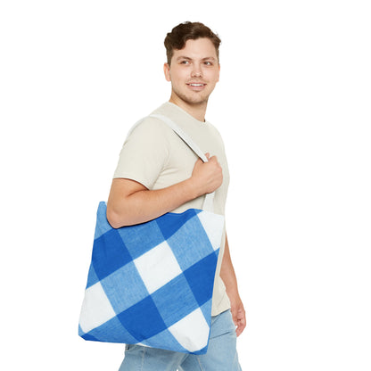 Chic Blue Gingham Tote Bag