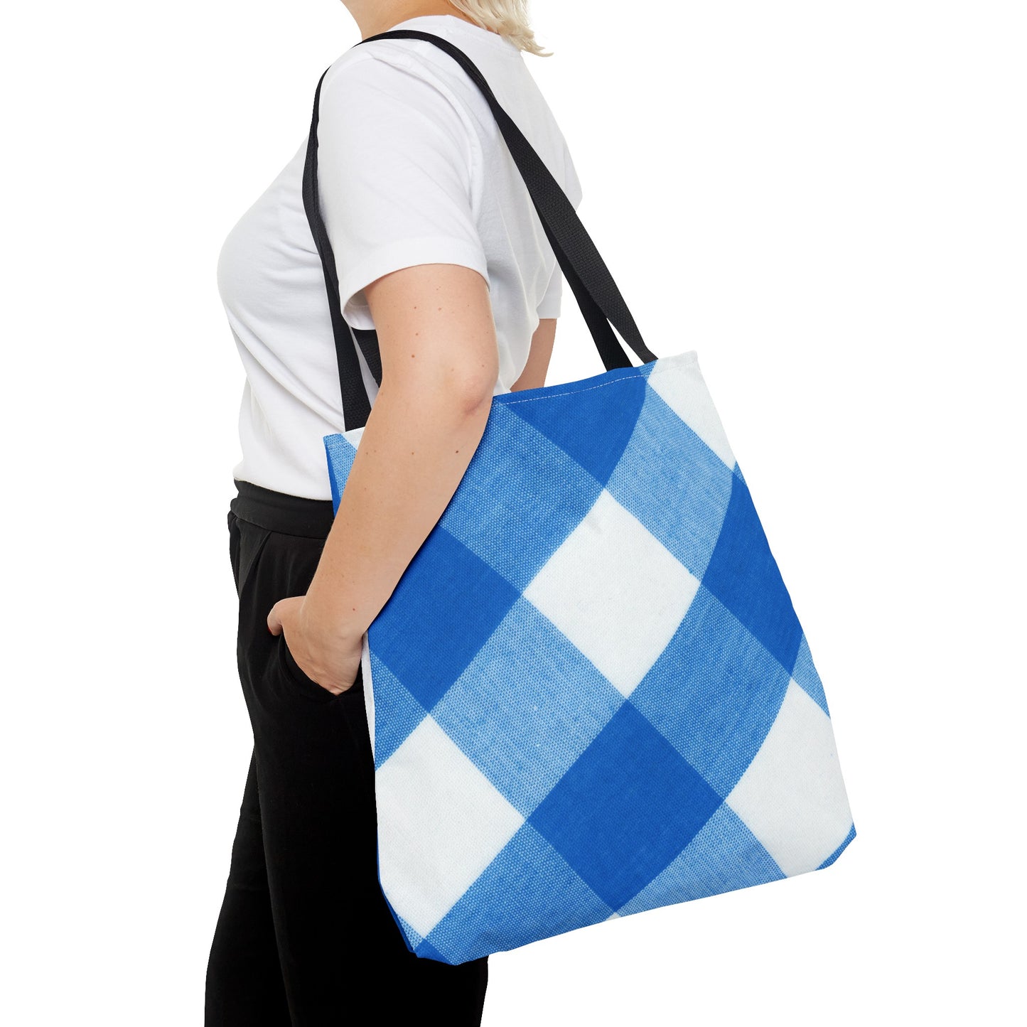 Chic Blue Gingham Tote Bag