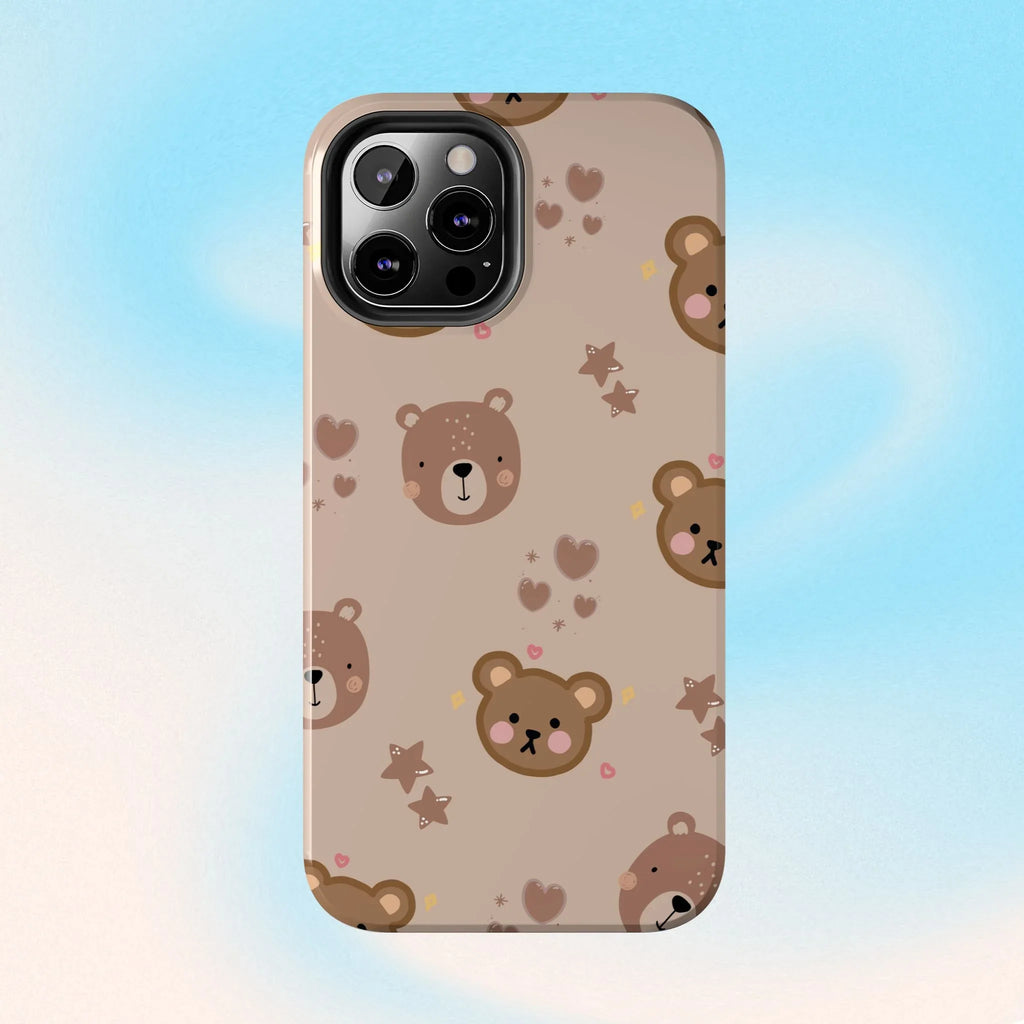 Boho Brown Bear Phone Case (Apple & Android) - Pink Sweetheart