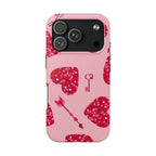 Sparkling Red Hearts Phone Case (Apple & Android) - Pink Sweetheart