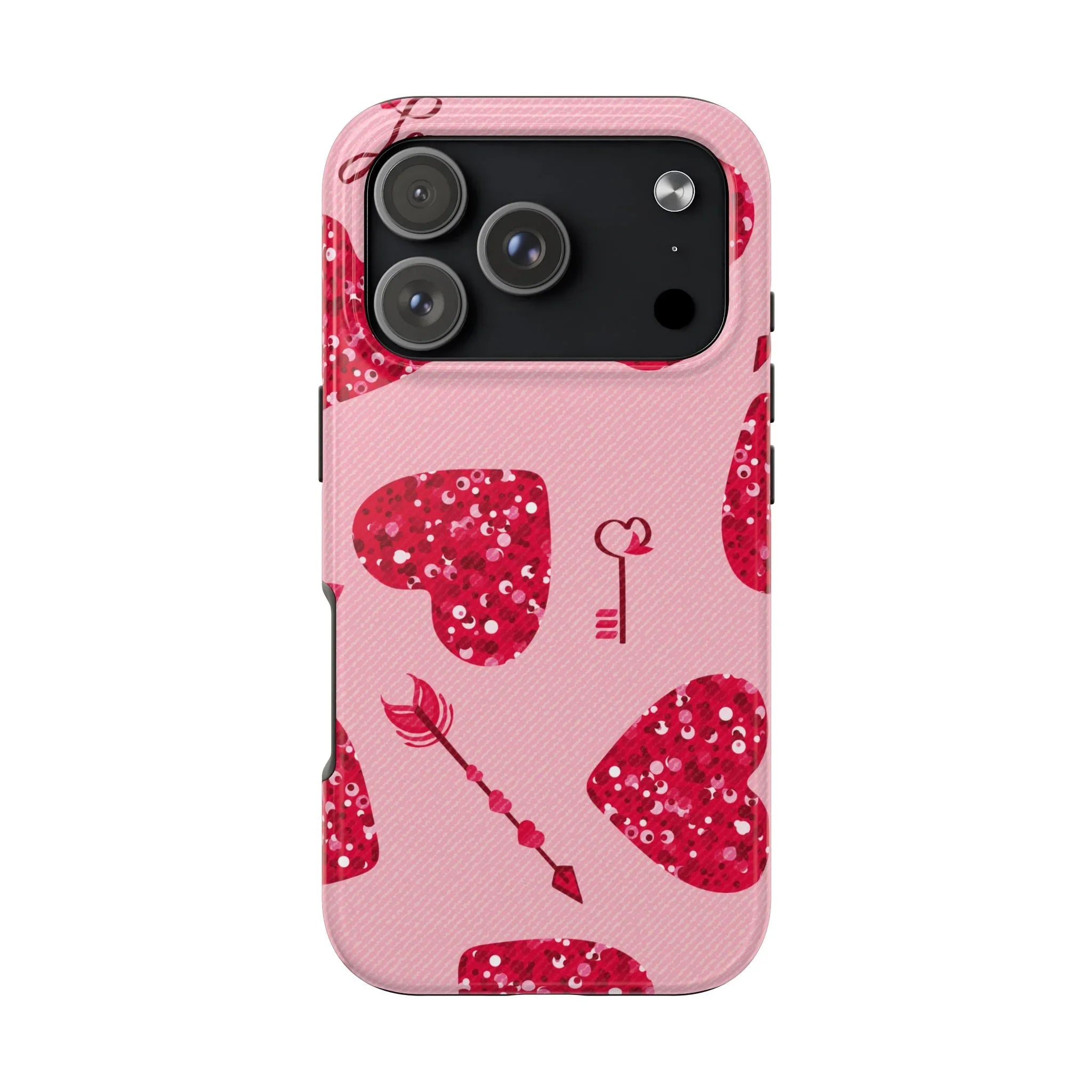 Sparkling Red Hearts Phone Case (Apple & Android) - Pink Sweetheart