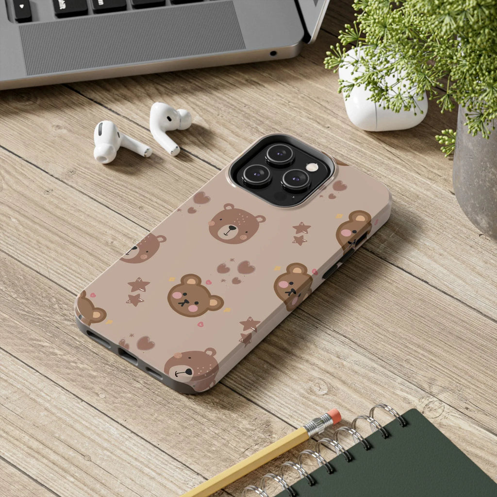 Boho Brown Bear Phone Case (Apple & Android) - Pink Sweetheart